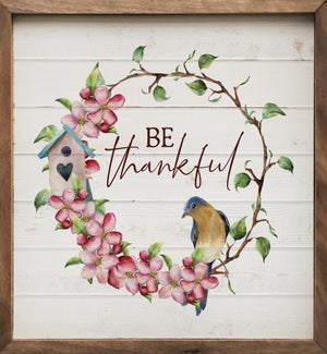 Be Thankful Bird Wreath Whitewash